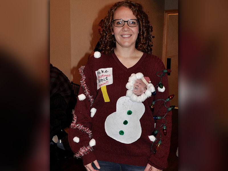 Trista Chancey won the award for “Most Creative” Sweater during the Fannin County EMA Banquet.