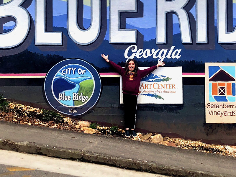 Current fifth grade West Fannin Elementary student, Veronica Oyster, captured an iconic photo of herself in downtown Blue Ridge.