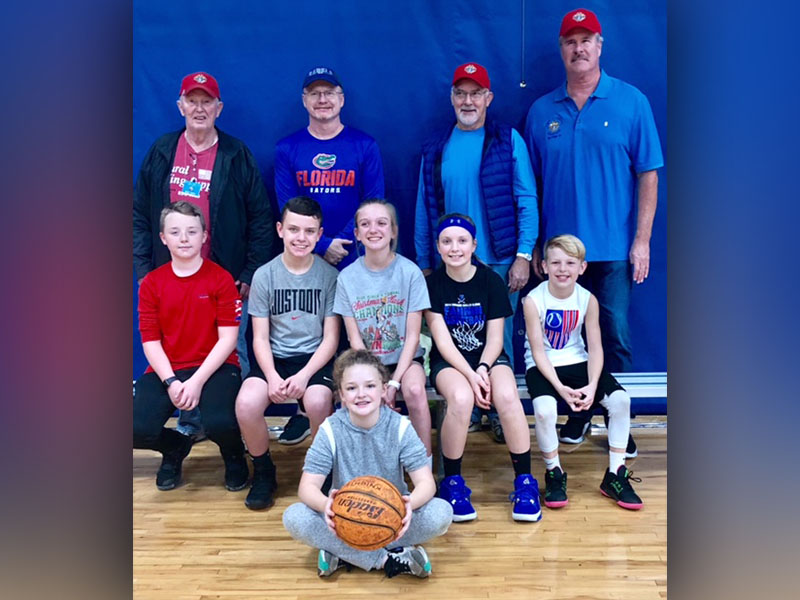 The Knights of Columbus recently held their annual state wide Free-Throw Championship. Local winners who will advance state finals on February 29, are, from left, front, Kloie Ballew;  middle, Hunter Holloway, Carder Lance, Peyton Grabowski, Alexis Hyatt and Bentlee Jackson; back, Knights of Columbus members Bob Soph, Kevin Fay, Don Wirtz and Jack Devine. Not pictured: Addelyn Barnes, Gino Sanabria and Hudson York.