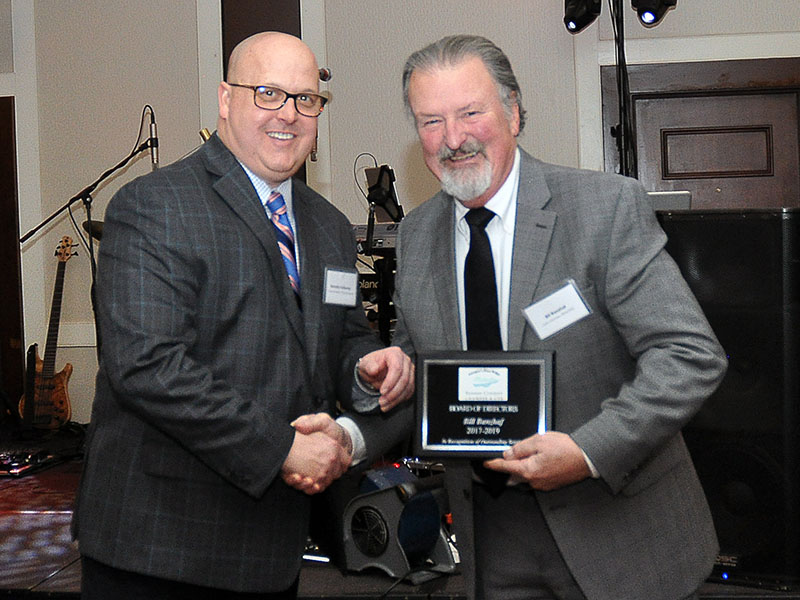 The Fannin County Chamber of Commerce’s retiring members from the 2019 Board of Directors each received a plaque from new Chairman Brandon Holloway to thank them for their service. Shown is Bill Banzhaf receiving his award.