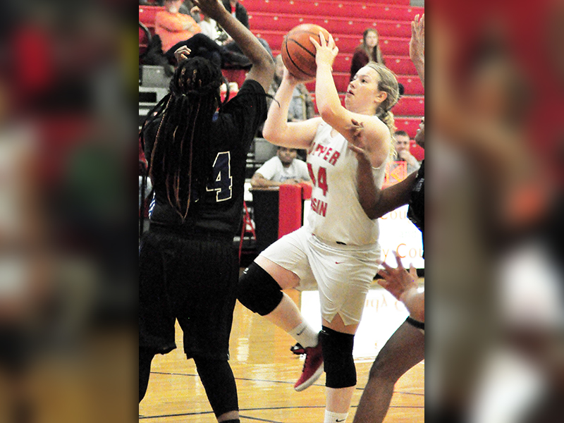 Lady Cougar Raegan Higdon goes up for a two-point bucket during the Lady Cougars game against CSAS Friday, February 21.