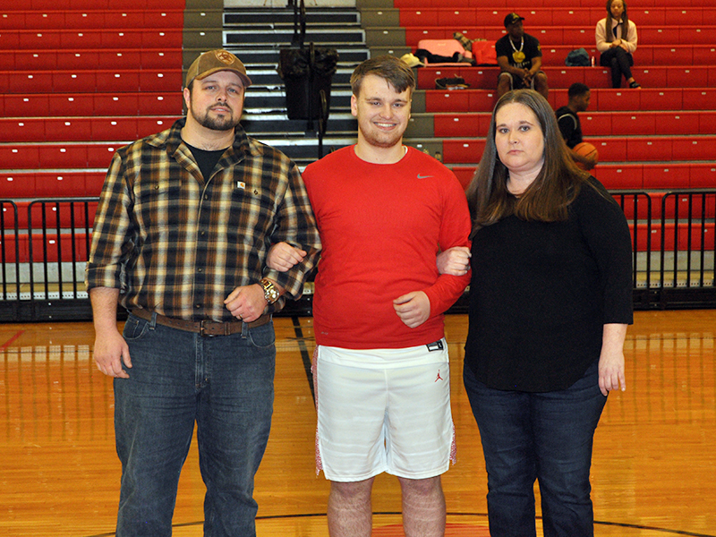 Copper Basin High School held it’s senior night for the basketball team Tuesday, February 18. Senior Jacob Spurling was recognized with his parents Ryan Spurling and Maggie Hughes.