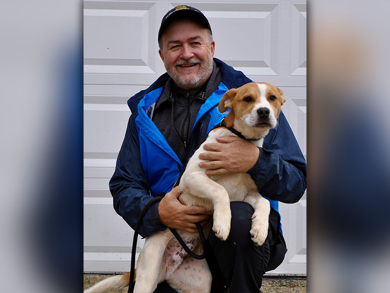 Fannin County Animal Control Manager John Drullinger holds this male mix who was picked up February 9 on River Street in Blue Ridge. He will be staying at Animal Control until reclaimed or adopted. He has a white and orange coat with cocoa bean eyes. View this sweet boy under Animal Control number 056-2020.