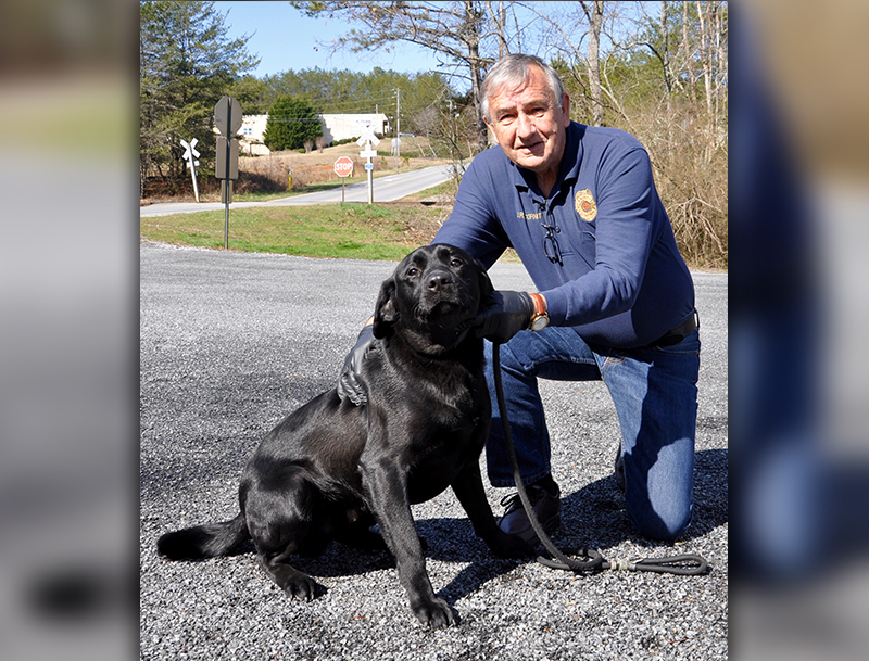 Animal Control Officer J.R. Cornett holds this male Black Lab who was found on Wise Road in Morganton Friday, February 21. He will be staying at Animal Control until reclaimed or adopted. This boy has a shiny, black coat with cocoa bean eyes and a lively personality. View him under Animal Control number 070-2020.