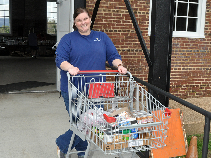 Volunteer Karen Hixon helped deliver groceries to Copper Basin area families at the Hoist House.