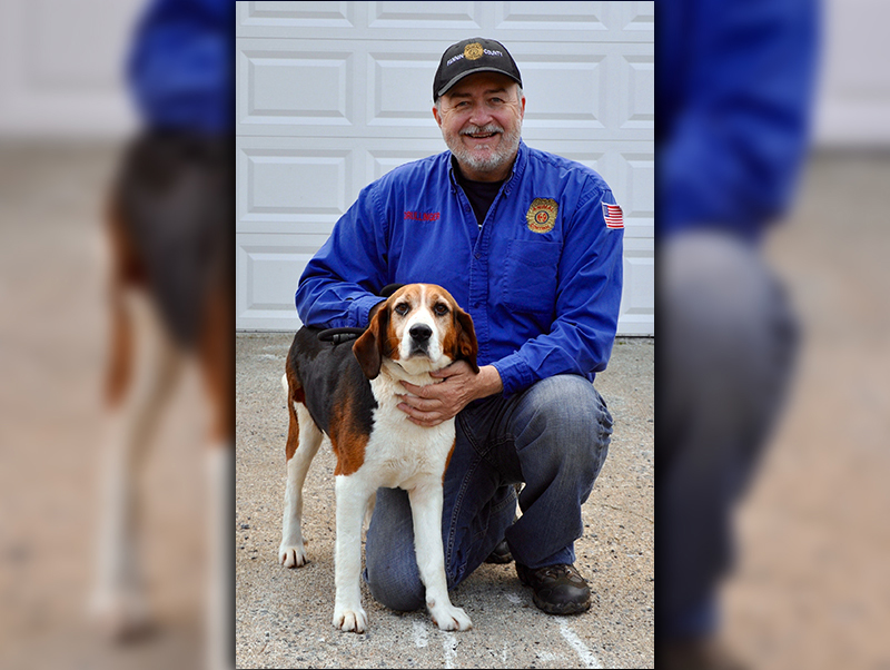 Fannin County Animal Control Officer John Drullinger holds this female Beagle mix who was picked up around Devil’s Den Road in Epworth March 18. She will be staying at Animal Control until reclaimed or adopted. She has a short, red, black and white coat with big, doe eyes. View her under Animal Control number 108-20.