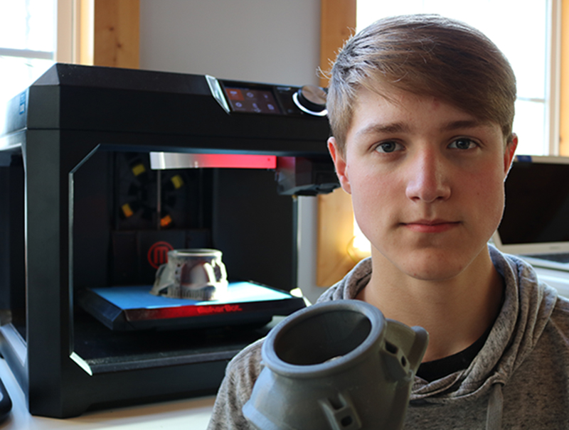 Fannin County High School student and Technology Student Association member Bryce Ware is helping to produce face masks for medical workers using the school’s 3D printer.
