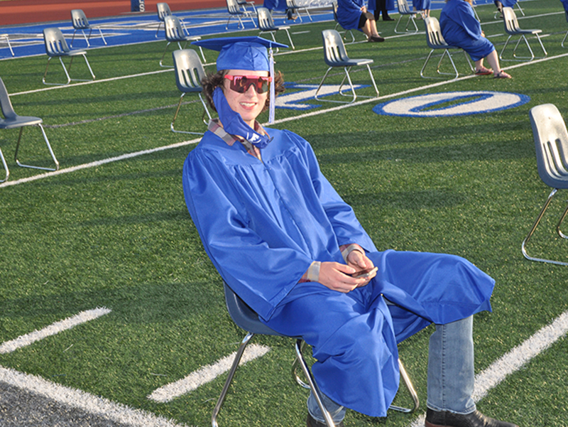River Key takes in the sun before the Fannin County High School 2020 graduation ceremony Friday, May 22.