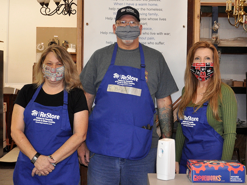 Habitat for Humanity of Fannin & Gilmer Counties’ ReStore opened back up Monday, May 11. Shown are, from left, Jeanette Mctaggart, Bryan Suydam and Patsy Reed.