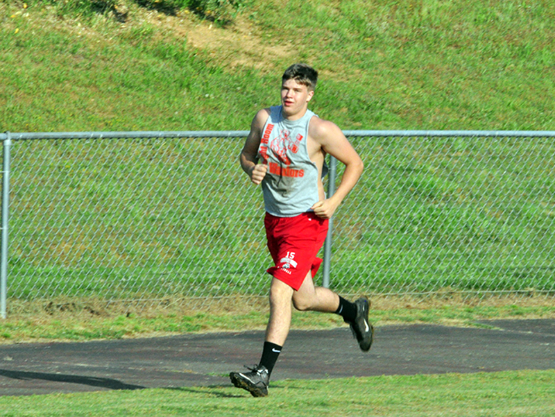 Copper Basin Cougar Joe Boggs works on his conditioning during the Cougar’s football practice Thursday, June 4.