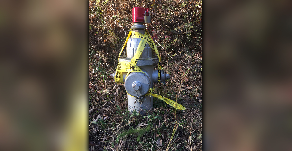 This fire hydrant on Fawn Way was reported in Blue Ridge as being out-of-service.