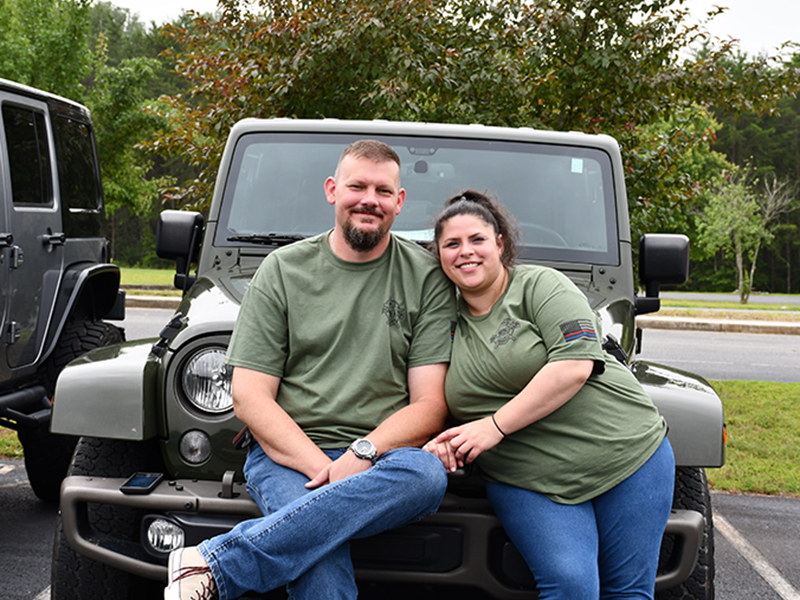 Jeep enthusiasts from all over traveled to Blue Ridge to participate in the 2020 Riding the Ridge jeep ride fundraiser for Shop with a Cop. Fannin County Sheriff’s Deputy Mark White and Julie Green are shown above.