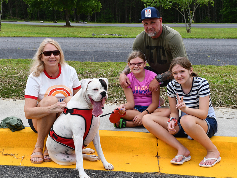 The Kelly family, consisting of Lance, Candie, Kendyl, Ryan and their dog CJ, traveled to Fannin County Middle School to eat a quick lunch before riding the ridges at the annual fundraiser for Shop with a Cop Saturday, June 27.