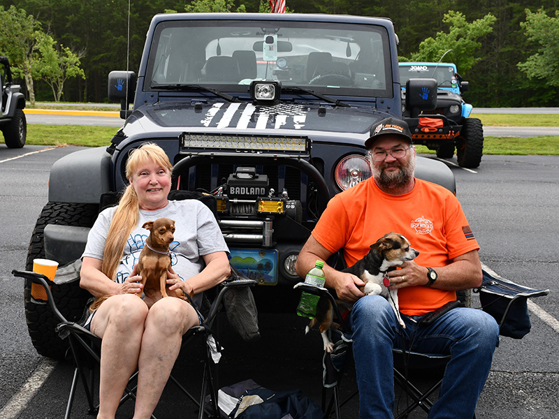 Jane and Alan Chambers brought their jeep and two dogs, Sissie and King, to ride the ridges with other jeep lovers as a fundraiser for Fannin County Sheriff’s Office’s annual Shop with a Cop event.