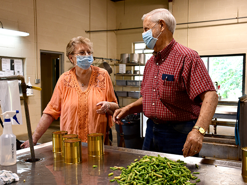 Fannin residents Nick and Bobbie Wimberley utilized the Blue Ridge Cannery to can green beans Tuesday, July 7.
