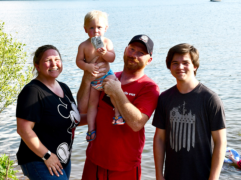 The Deyton family and friends opted to spend the day at Blue Ridge Lake before taking in Lake Blue Ridge Civic Association’s annual Fourth of July fireworks display Saturday, July 4. Shown are, from left, Sheila Deyton, Samuel Deyton, Jason Deyton and Seth Stritmatter.