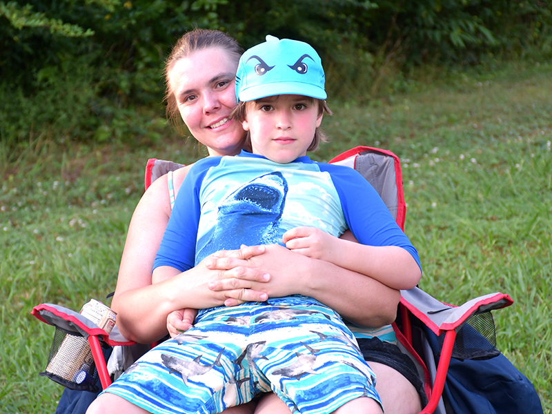 Rebecca Baxter and her son, Shelton Phillips, waited for Lake Blue Ridge Civic Association’s annual Fourth of July fireworks display.