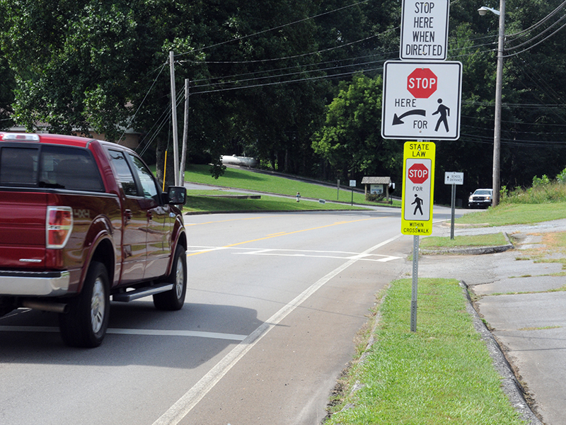 Students using the newly marked crosswalk are one of the main reasons drivers need to obey the school zone speed limit.