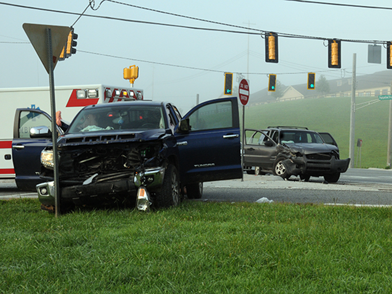 The driver of a Toyota Tundra struck the side of a Ford Escape during a two-vehicle crash at the intersection of Highway 515 and Old Highway 76 that sent four people to the hospital with serious injuries Tuesday, August 18.