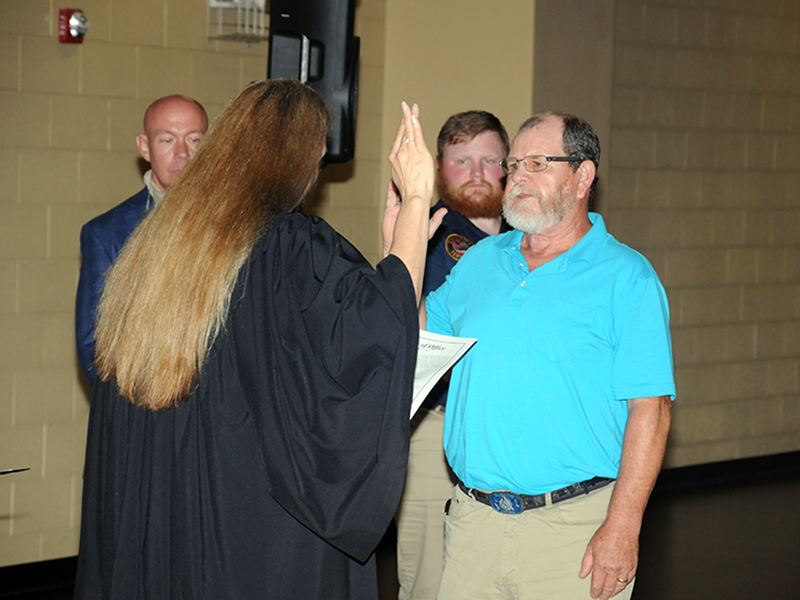 Third District Constable Mike Worley took his oath of office from Criminal Court Judge Sandra Donaghy.