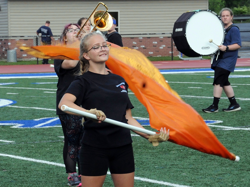 Gretchen Alewel flashes a smile during the Fannin County Marching Band’s halftime performance Friday, August 28.