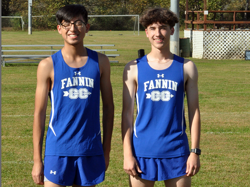 FCHS senior Daniel Espinoza Garcia was honored along with three other seniors before the Rebels home cross country meet Wednesday, October 21. Garcia, left, is shown with fellow senior, Jake Jones.