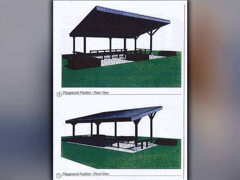 These diagrams show the future playground pavilion at McCaysville City Park.