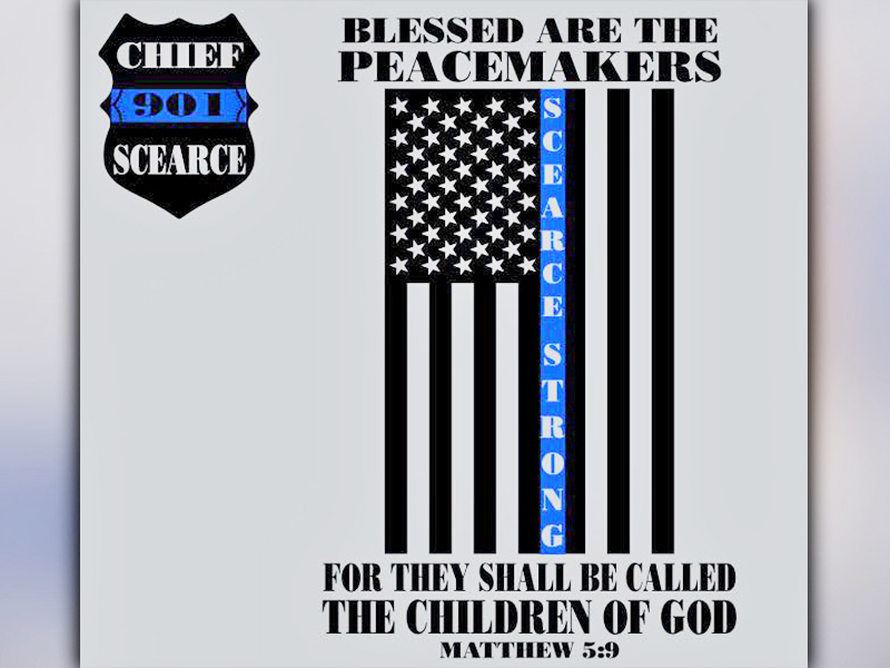 This graphic is what will appear on T-shirts to benefit Blue Ridge Chief of Police Johnny Scearce and wife Brenda.