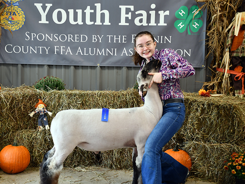 Madison McDermott won first prize with her sheep at the Fannin County Youth Fair  sponsored by the Fannin County FFA Alumni Association Saturday, September 28.