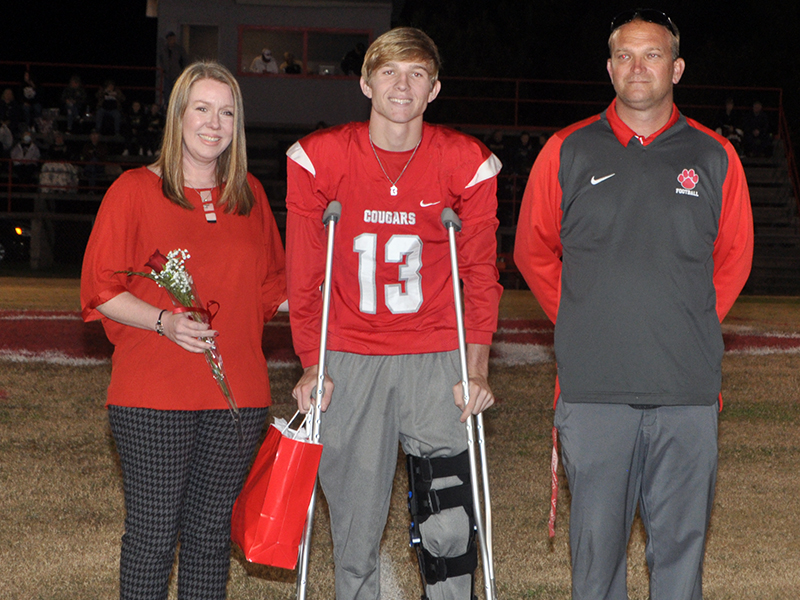 Senior football player Bryson Grabowksi was honored during Copper Basin’s senior night ceremony Friday, November 6. Grabowski is shown with his parents, Chad and Amber Grabowski.
