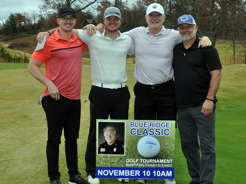 Golfers Chad Scearce, Shawn Scearce, Mike Scearce and Robert Mask get ready to compete in the Blue Ridge Classic Scramble Tuesday, November 10.