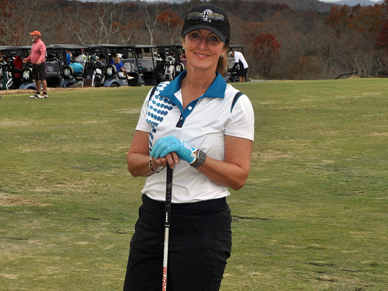 Tracy Arntzen hits the driving range as she prepares for the Blue Ridge Classic Tuesday, November 10.