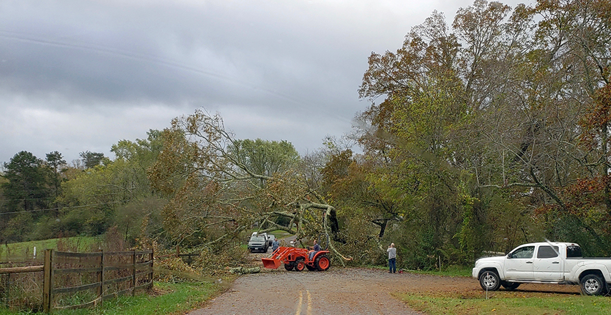 Inclement weather that blew in from Tropical Storm Zeta along the gulf coast made quite the impression on Fannin County and surrounding areas as it resulted in heavy storm damage Thursday, October 29. Residents worked to get the road cleared along Old Epworth Road in Epworth.