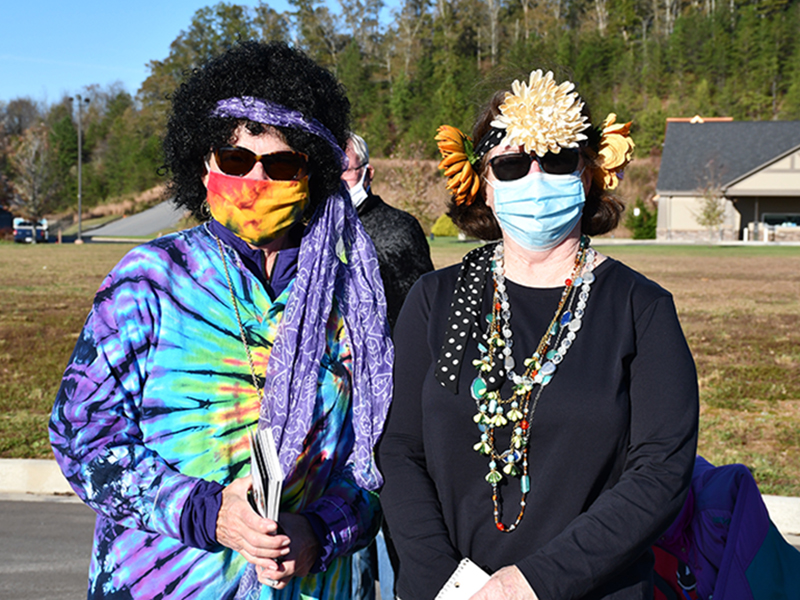 Blue Ridge United Methodist Church members Janice Rogers, left, and Suzanne Bienert passed out candy to attendees of the Blue Ridge Community drive-thru Halloween safe zone event Saturday, October 31.