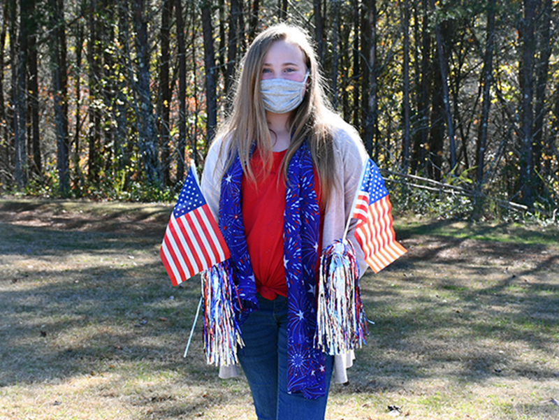 Fannin County Middle School student Malia Davenport joined her fellow classmates to show their appreciation for our country’s veterans during the middle school’s Veterans’ Day Parade Friday, November 6.