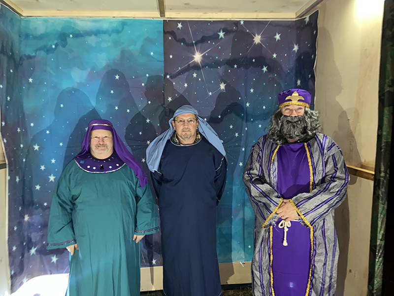 Mt. Moriah Baptist Church hosted a live nativity for members of the community Friday and Saturday, December 5 and 6. Portraying the three wise men were, from left, Kevin Hrossowyc, Joe Joe Mathis and Scott Ray.
