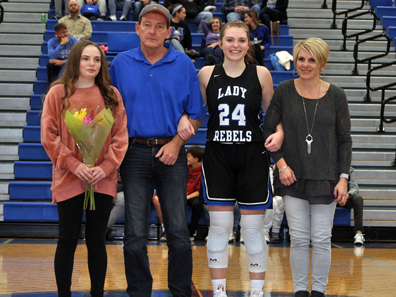 Fannin County honored their basketball seniors Friday, January 15. Shown are, from left, sister, Maggie Ledford; father, Brian Ledford; senior, Abby Ledford and mother, Kelly Ledford.