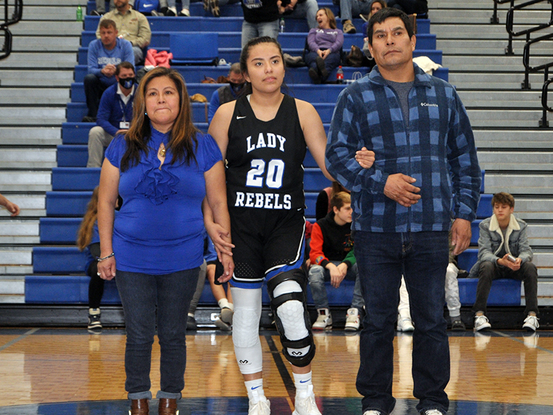 Fannin County honored their basketball seniors Friday, January 15. Senior Prisila Bautista is shown with her parents, Elvia and Victor Bautista.