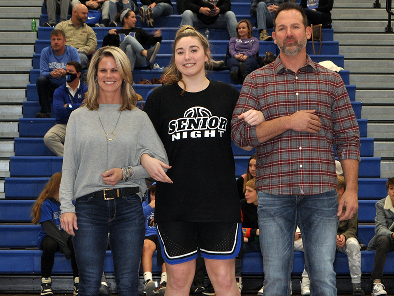 Fannin County honored their basketball seniors Friday, January 15. Senior Paige Foresman is shown with her parents, Heather and Chris Foresman.