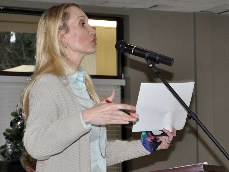 Executive Parking Systems General Counsel Shelli Wojohn addresses accusations made against the company by Councilman Nathan Fitts during a regular council meeting Tuesday, January 12.