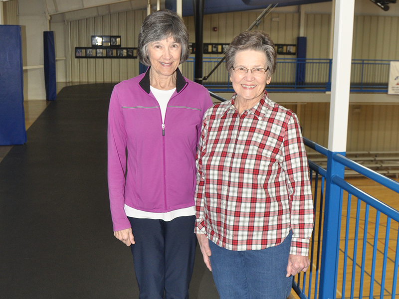 Lisa Crawford, left, and mother Jo-Ann Ralston take advantage of Fannin County Rec Center's upstairs walking track Friday, January 29.