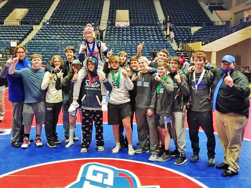 The Fannin County Rebels wrestling team won their first state championship as they topped Lovett in the state title match. The Rebels’ wrestling team are shown following the big win, which was the first male athletic team to win a state championship at Fannin County High School.