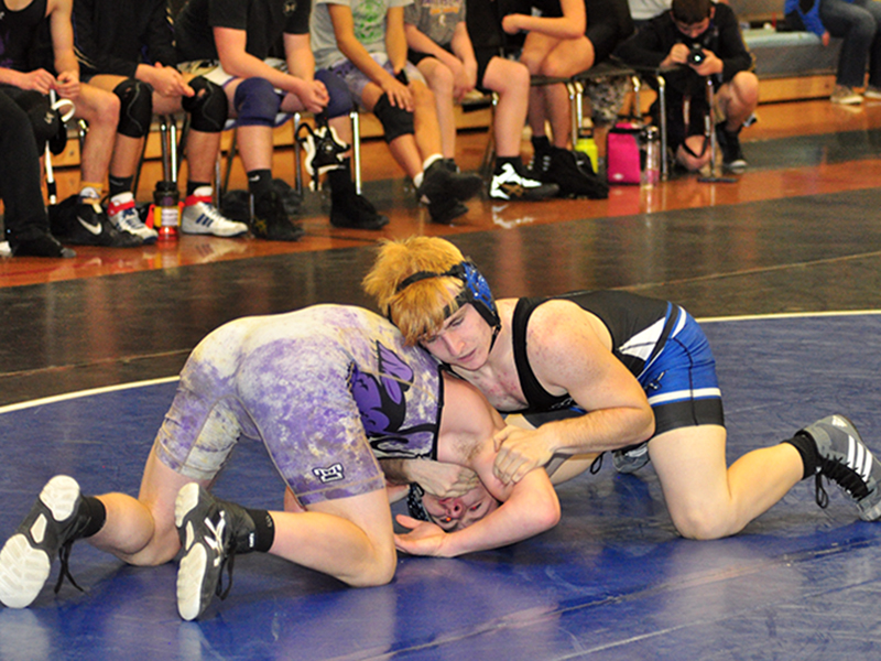 Brian Stiles gets leverage on his opponent in recent action for the Fannin County Rebel wrestling team.