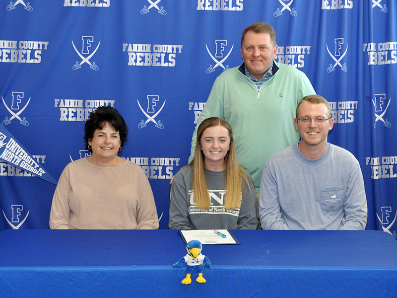 Lainey Panter signed a golf scholarship to play at the University of North Georgia, Wednesday, February 10. Shown after the signing ceremony are, from left, front, mother, Lorraine Panter; golfer, Lainey Panter; and brother, Austin Panter; and back, father, Kevin Panter.