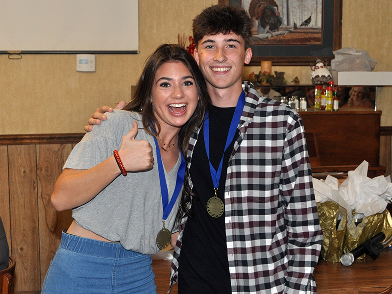 Monica Cosentino and Jake Jones were voted on by the team to win the 2020 Teammate Award during the Fannin County cross country banquet Thursday, March 18.