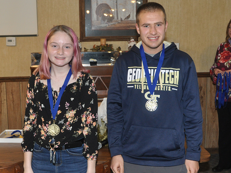 Fannin County cross country runners Erin Jones, and Sam Jabaley were awarded the “Rebel Gone to Work” Award at the end-of-season banquet Thursday, March 18. The award symbolizes  someone who always works hard, never missed a practice, and is always dedicated to making the team better.