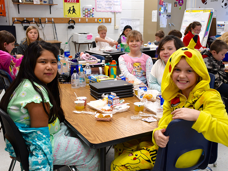 East Fannin Elementary School students showed up to school in their favorite pajamas for Read Across America Week Wednesday, March 3. Shown are, from left, Juliet Bautista Velasco, Selah Patterson, Mallory Pittman and Darcie Green.