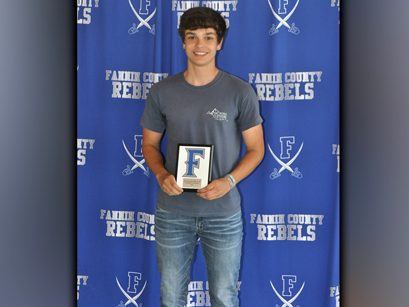 Hayden Danner was awarded the Rookie of the Year Award during the Fannin Rebels’ baseball awards banquet Monday, May 17.