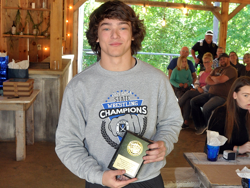 Corbin Davenport won the Most Outstanding Wrestler Award at the Rebels’ end-of-season banquet Thursday, May 6. Davenport is in the 152-pound weight class and finished as Area 8AA Runner Up and AA State Runner Up.