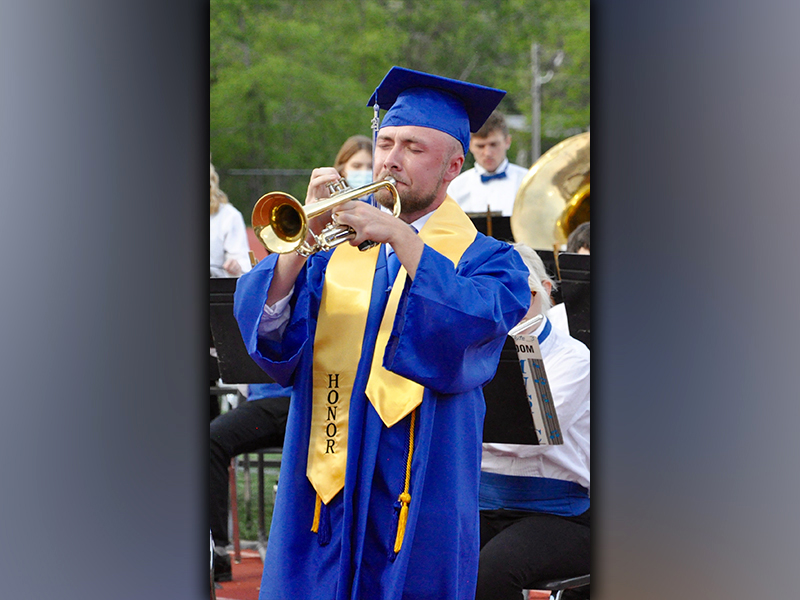 Fannin County High School graduate Mathew Johnson performs “Somewhere Over the Rainbow” for guests during graduation Friday, May 21.